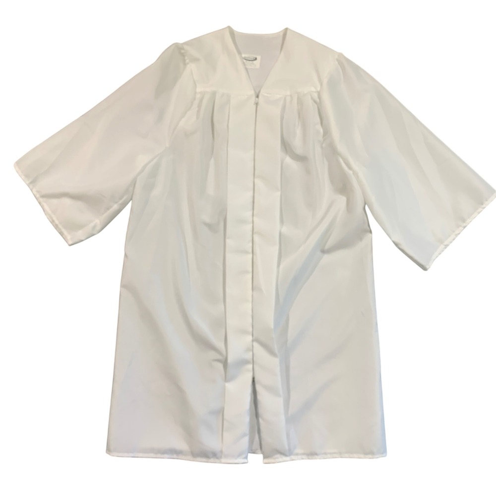 Jostens White Graduation Gown Robe Unisix Size 5'1"-5'3" Polyester Unisex